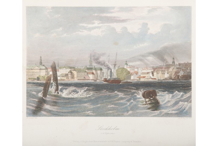 Stockholm, Payne, kolor. oceloryt, 1850