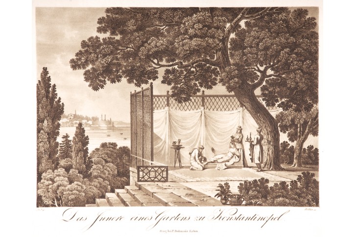 Konstantinopel zahrada, Döbler , akvatinta, 1819