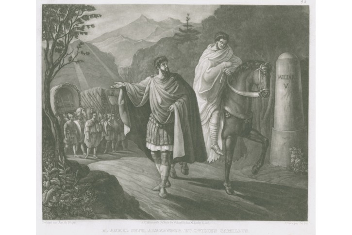 Markus Aurelius a Ovidius, akvatita, (1840)