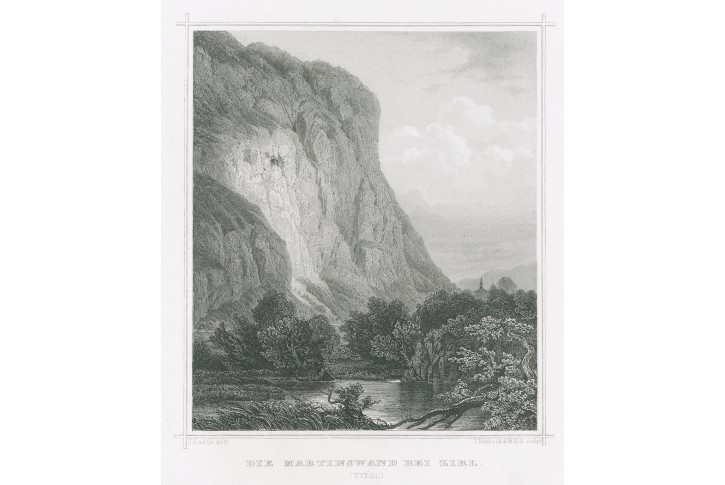 Martinswand bei Zirl,  Ruthner, oceloryt (1860)