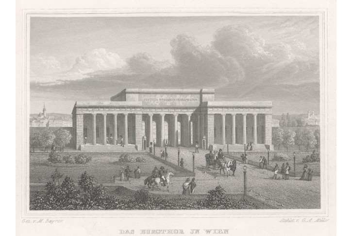 Wien Burgthor , Lange, oceloryt, 1840