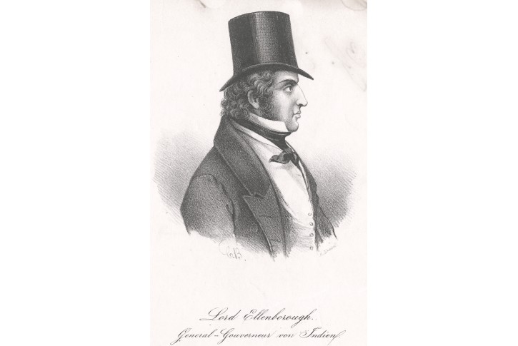 Ellenborough guvernér Indie, litografie , (1840)