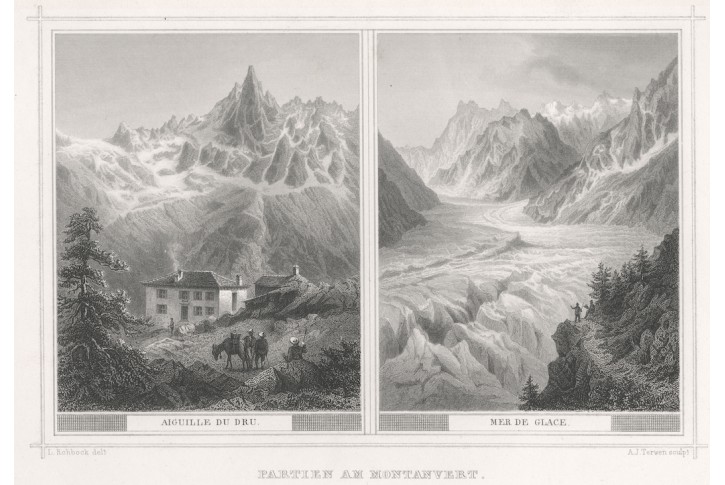 Montanvert,  Lange, oceloryt, 1850