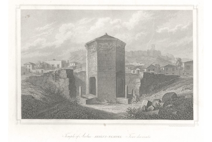 Atheny Aeolus chrám, Lloyd, oceloryt, 1850