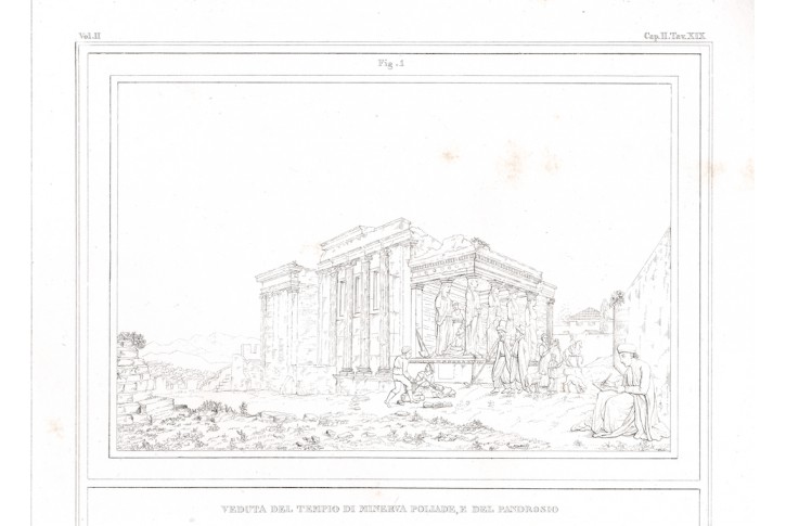 Atheny Minerva chrám, lept, (1830)