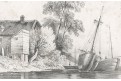 Dum s přístavem, litografie, (1860)