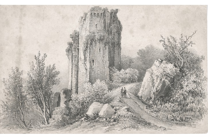 Zřícenina, litografie, (1860)