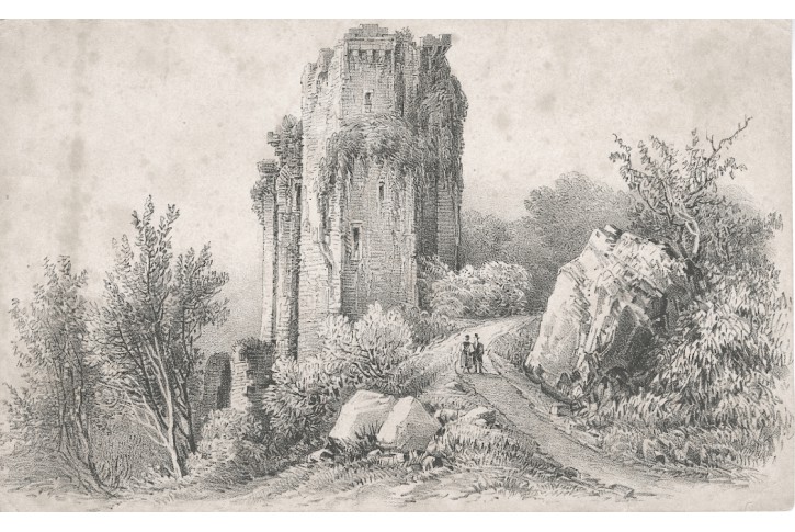 Zřícenina, litografie, (1860)
