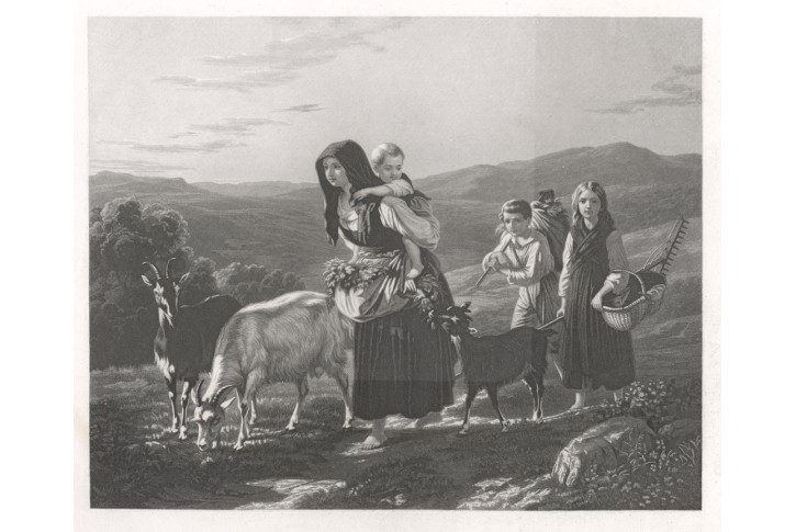 Návrat z pastvy, akvatinta, 1865