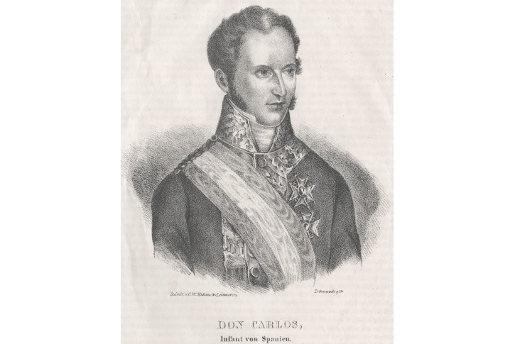 Don Carlos , Medau  litografie , (1840)