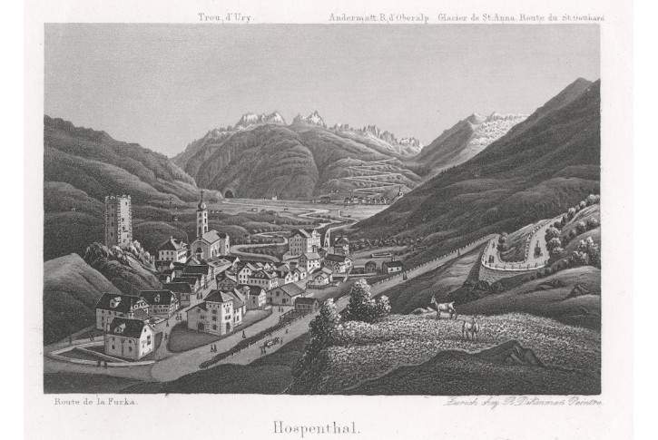 Hospenthal, akvatinta, (1840)