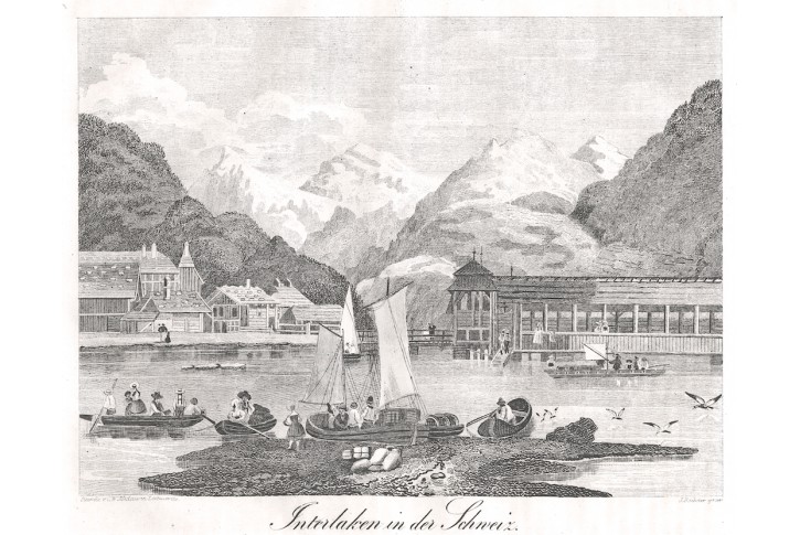 Interlaken, Medau, litografie, 1839