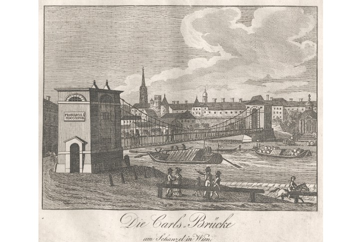 Wien Carlsbrücke, Medau, mědiryt, (1840)
