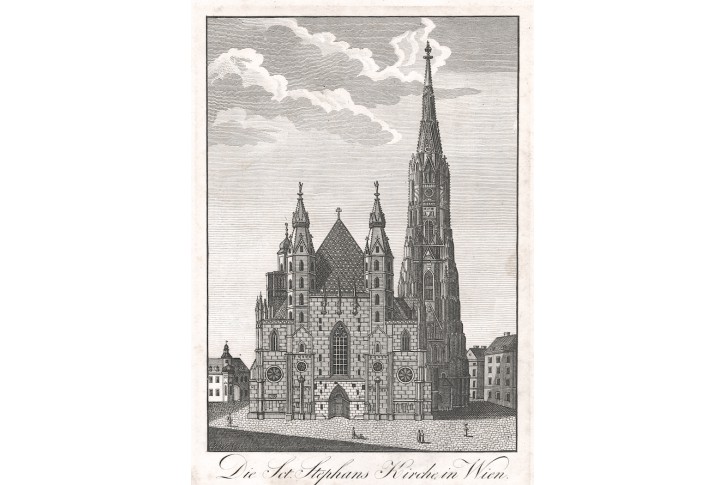 Wien Stephans Kirche, Medau, mědiryt, (1840)