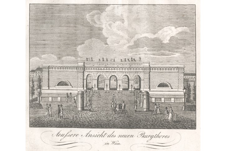 Wien Burgthor II., Medau, mědiryt, (1840)