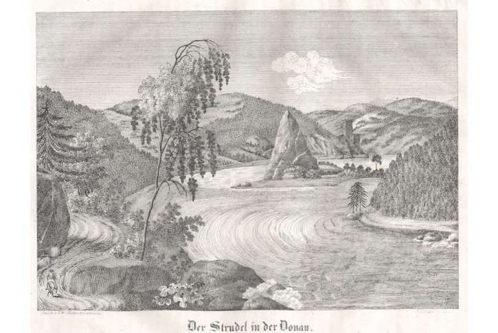 Donaustrudel, Medau  litografie ,1840