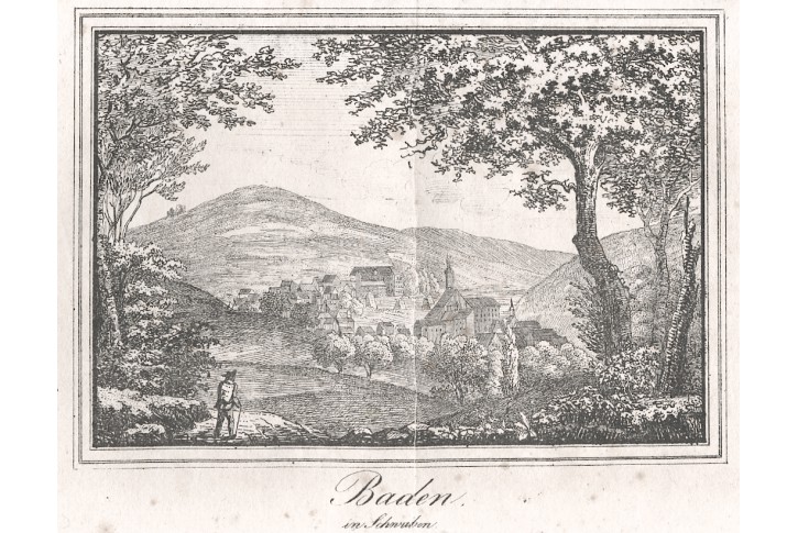 Baden in Schwaben, litografie, 1840