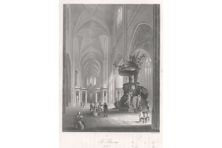 Gent St. Bavon, Payne, oceloryt, 1850