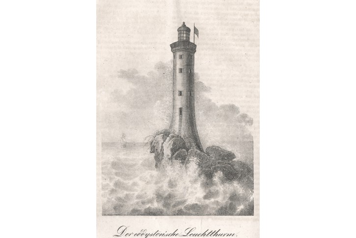 Eddystone Lighthouse, Medau, litografie , 1827