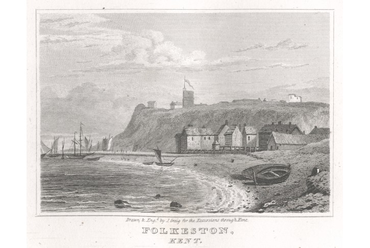 Folkeston Kent, oceloryt, 1822
