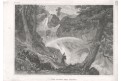 Moesa vodopád, Meyer, oceloryt, 1850