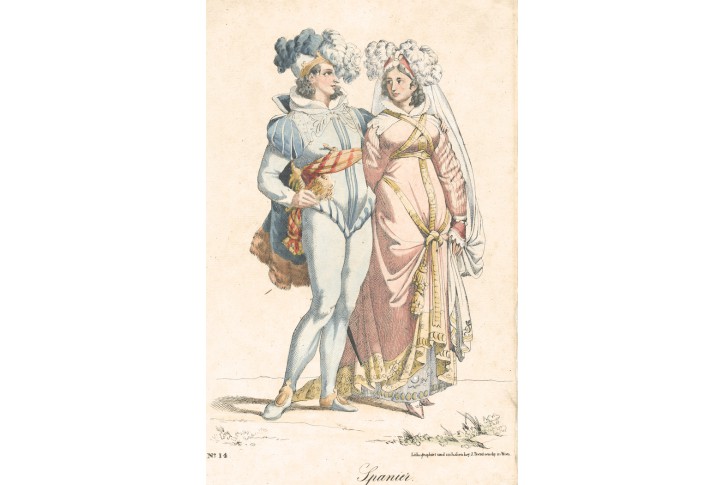 Kroj Španělsko, kolor. litografie, (1830)
