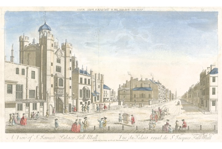 London Pall Mall, kolor. mědiryt, 1753