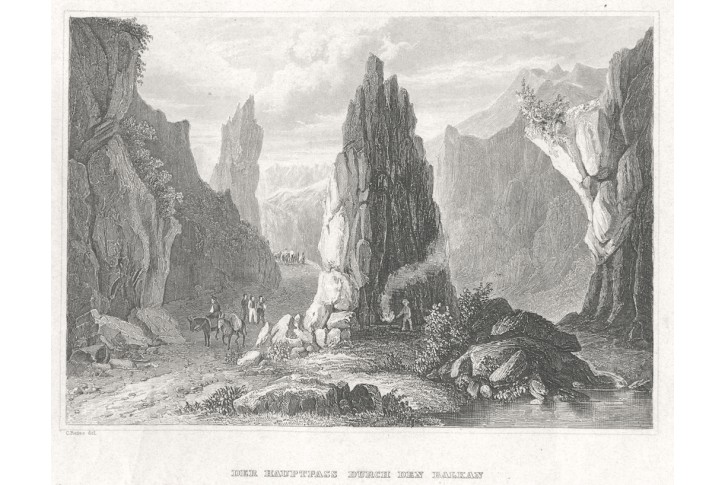Balkán průsmyk, Meyer, oceloryt, 1850