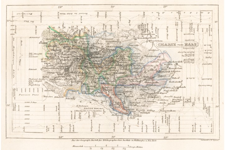 Harz, Meyer, kolor. oceloryt 1848