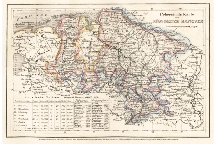 Hanover, Meyer, kolor. oceloryt 1848