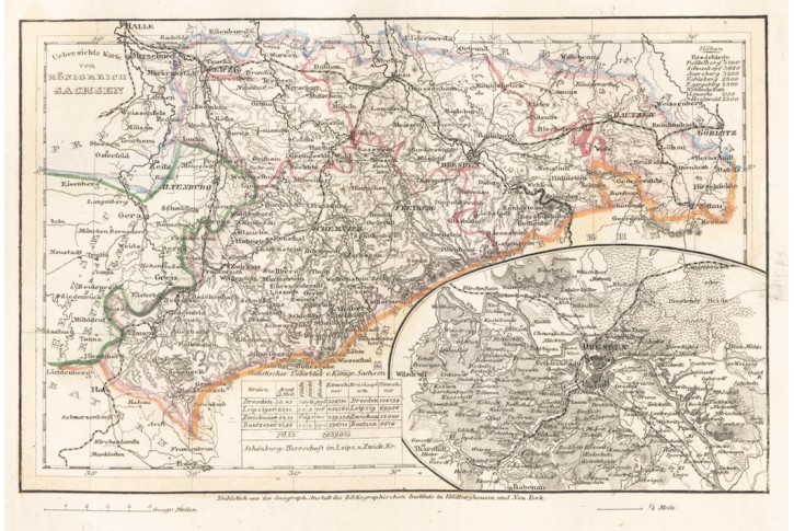 Sachsen, Meyer, kolor. oceloryt 1848