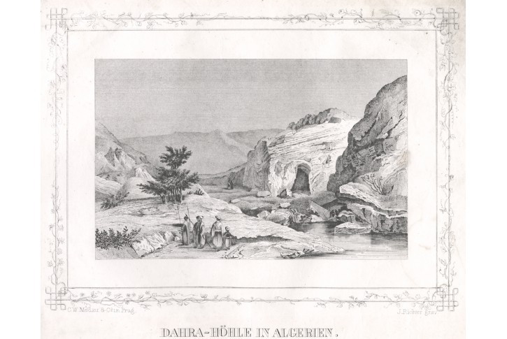 Dahra Alžír, Medau,  litografie, (1850)