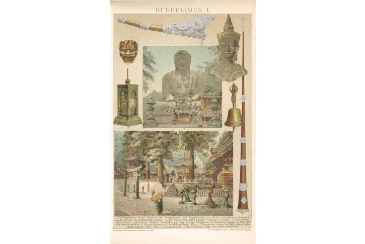 Budhismus Asie, chromolitografie, 1897