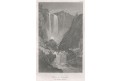 Velino vodopád, Meyer, oceloryt, 1850