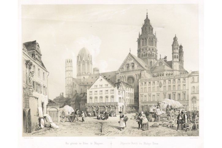 Mainz Dom, Benoit, litografie, 1844
