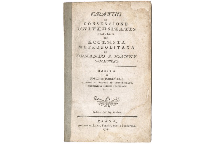Schönfeld F.E., Oratio De Consensione, Praga 1778