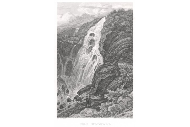 Vodopád Labe, Herloss, oceloryt, 1841