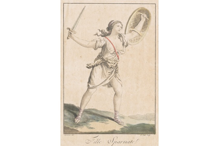 Spartská bojovnice, kolor. lept , (1800)