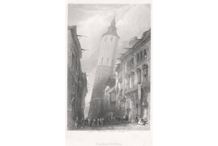 Zaragoza, Payne, oceloryt, 1860
