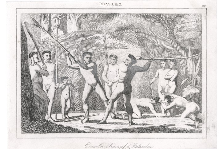 Brazilie Botocunden, Le Bas, oceloryt 1842
