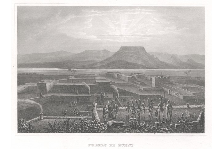 Zuni Pueblo,, Meyer, oceloryt, 1850