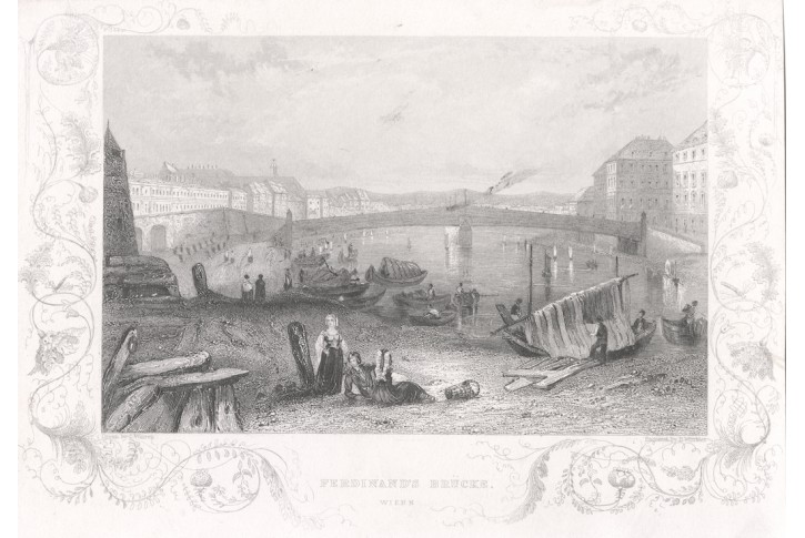 Wien Ferdinand's Brücke , oceloryt, (1850)