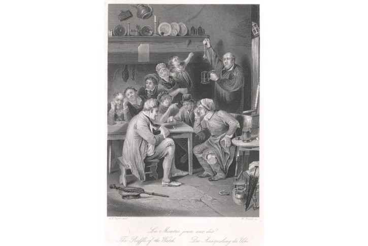 Hra o hodinky, Payne, oceloryt, (1860)