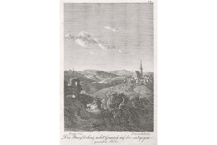 Burg Dohna, Darnstedt, mědiryt, (1810)