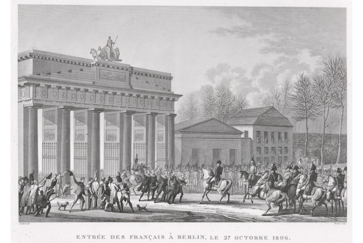 Berlin vjezd Napoleonských vojsk ,  mědiryt, 1834
