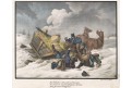 Nehoda na lovu sáně , kolor. litografie, (1840)