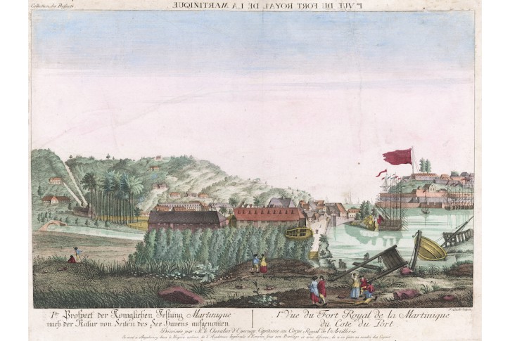 Martinique Port Royal, kolor. mědiryt, (1780)