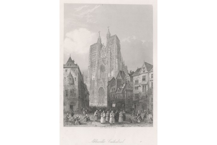 Abeville katedrála, oceloryt, (1850)