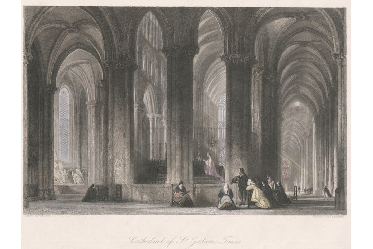 Tours St. Gatien, kolor. oceloryt, (1840)