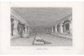 Ellora jeskyně Indie, Meyer, oceloryt, 1838